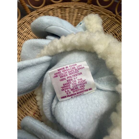 NWT Vintage Disney Winnie the Pooh Baby Hat & Mittens Set Sherpa Fleece Pastel - Picture 5 of 5